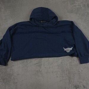 Under Armour Hoodie Womens XL BLue Cropped Rock Bull‎ Gym Training Activewear
